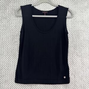 ESCADA Tank Top Womens EU36 Black Mesh Stretchy Scoop Neck Basic Classic
